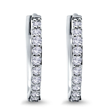 Half Eternity Simulated CZ Round Hoop Earrings 925 Sterling Silver (20mm)